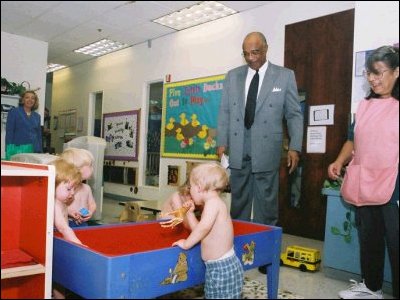 Secretary Paige visits a childcare center in Denver.