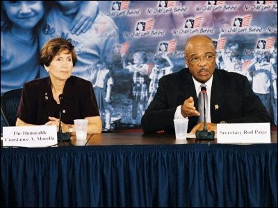 U.S. Rep. Connie Morella and U.S. Secretary of Education Rod Paige at the roundtable discussion at the National Institute of Child Health and Human Development (NICHD) in Bethesda, MD.