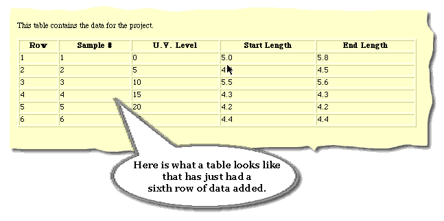 Example of Data Table